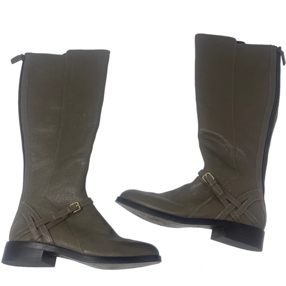 Cole Haan Pearlie Morel Gray Leather Buckle Boots Size 6.5